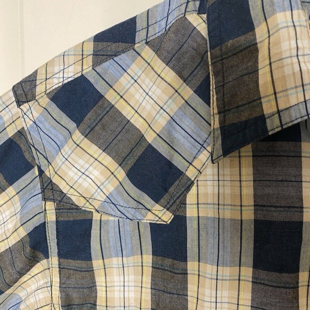 Vintage High Noon Mens Plaid Western Pearl Snap Short Sleeve Shirt Cowboy Size S - Picture 4 of 5
